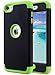 ULAK iPod Touch Case 6th Generation, iPod Touch 7 Case, iPod 5 Case, Heavy Duty High Impact Knox Armor Case Cover Protective Case for Apple iPod Touch 5 6th 7th Generation (Black+Green)
