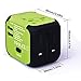 DuaFire Travel Adapter, Universal Power Adapter Plug International Wall Charger with Dual USB Ports and AC Socket for USA EU UK AU CN (Green)