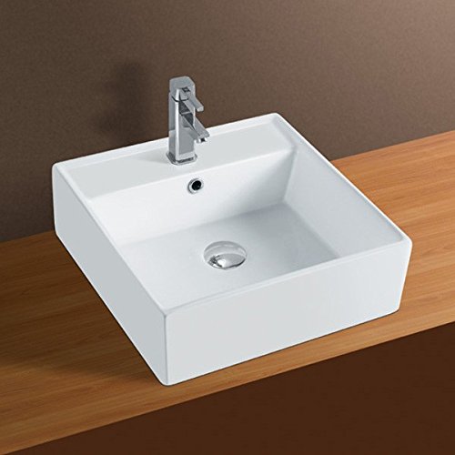 Cuba de Apoio Banheiro Lavabo Sobrepor Quadrada de Porcelana Cerâmica Louça C270 - Premierdecor