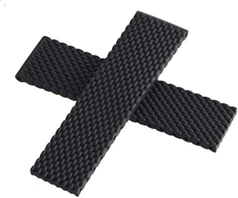 22mm x 20mm Black Rubber Watch Band Strap 279S
