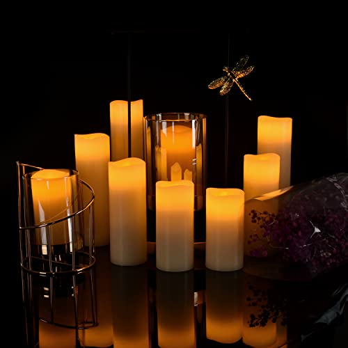 Candlium Flameless Candles Battery Operated Candles Ivory Real Wax Candles 9 Pack (D 2.2\