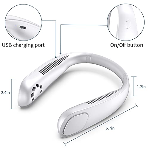 VOLADOR Portable Neck Fan, Hands Free Bladeless Hanging Sport Fan, 9600mAh USB Rechargeable Battery Wearable Personal Fan, 3-Speed Portable Quiet Neck Fan for Sports, Office and Outdoor