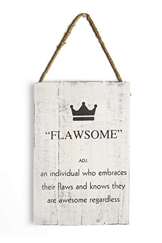 GoCraft Decorative Wooden Wall Signs | 12" X 8" Vintage Hanging Rope Plaque with Quotes Sayings (Flawsome) [CC0226-MI] - Thumbnail 3