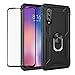 Strug for Xiaomi Mi 9 Case,Heavy Duty Shockproof Protection Built-in 360 Rotatable Ring Magnetic Car Mount Case Cover with Tempered Glass Screen Protector for Xiaomi Mi 9(Black)