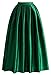 Omelas Women Pleated Maxi Skirt Satin Skirts High Waisted Long, Small, Dark Green