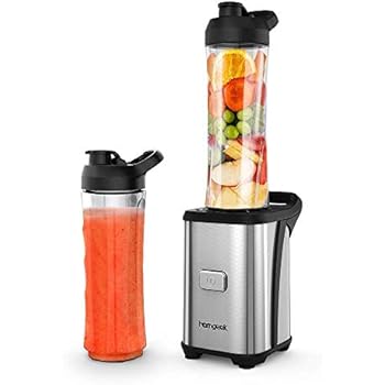 Personal Mini Blender Smoothie Maker Single Service for Shakes and Smoothie, homgeek Portable Small Fruit Vegetable Milk Countertop Mixer Juicer Cup with Travel Lid 600ml Tritan Travel Sport Bottle