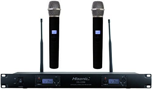 Hisonic UHF HSU200H Wireless Microphone (2 Channel), 100 Selectable Frequencies For stage and Karaoke