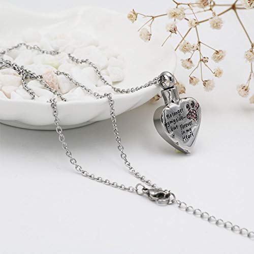 Fashion Pet Cremation Jewelry Stainess Steel Heart Keepsake Ashes Necklace Dog Cat Paw Memorial Urn Pendant (Pink)