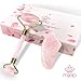 Rose Quartz Roller & Gua Sha - Stunning Premium Quality Natural Stone Facial GuaSha and Face Massager Tools. Traditional Crystal Facial Scraping Tool and Rollers