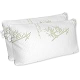Bamboo Sleep Premium Bamboo Memory Foam Pillow Set of 2. Ultra Cool Hypoallergenic Washable Bamboo Cover USA Designed King