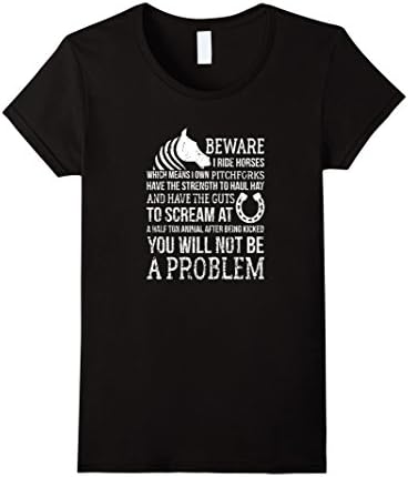 Women's Beware I Ride - Horse Shirt For Girls And Boys Small Black