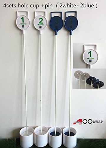 4sets of A99 Golf Practice Putting Flagstick w. Hole Cup 90cm (2Blue + 2White)