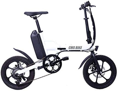 QIONGS Electric Folding Bike,Lithium Ion Battery,Disc Brakes,LCD Display,25KM/H,Driving Range 50-60KM,Aluminum Alloy Body，16 Inches Folding Electric Bike