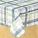 EVERYDAY LUXURIES Lexington Plaid Stain Resistant and Spill Proof with Flannel Backing Vinyl Tablecloth for Spring/Summer/Party/Picnic, Blue, 60