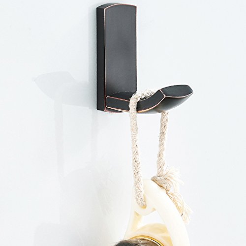 WINCASE 2 Pieces American Black Towel Clothes Hook Robe Hook Oil Rubbed Bronze Brass for Kitchen Wall Mounted Solid Simple Design - Thumbnail 3