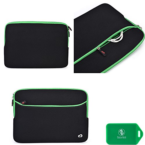 Apple MacBook Pro 13" (MD213LL/A)laptop computer sleeve with outside pocket- universal fit in black/green - Thumbnail 7