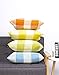4TH Emotion Set of 2 Farmhouse Buffalo Check Plaid Throw Pillow Covers Cushion Case Polyester Linen for Fall Home Decor Orange and White, 18 x 18 Inches