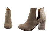 Soda Womens Chunky Heel Caged Cut-out Ankle Booties MVE Shoes,
