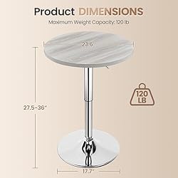 Yaheetech Round Bar Table, Adjustable Height and