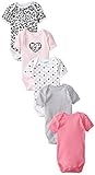 BON BEBE Baby-Girls Newborn Hearts 5 Pack Lap Shoulder Bodysuits with Snaps