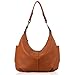 YALUXE Women's Double Zipper Soft Hobo Style Cowhide Leather Purse Shoulder Bag