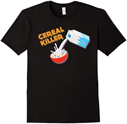 Mens Funny Cereal Killer T-shirt, Hipster Geek Humor, Zany Brainy Medium Black