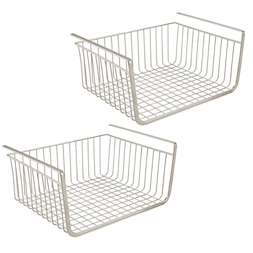 mDesign Household Metal Under Shelf Hanging Storage Bin Basket with