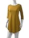 AMORE ALLFY Women's 3/4 Sleeve Round Neck Flare Hem Tunic Mustard X-Large