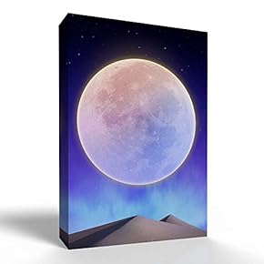 Canvas Wall Art - Abstract Blue Moon Prints for Living Room - Modern Home Art Stretched and Framed Ready to Hang - 12x18 inches