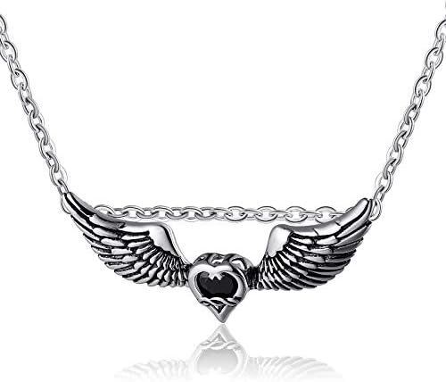Blisfille Joyería Choker Necklace Gold Adjustable Necklace Chain Flying Heart with Wings Necklace,Plata