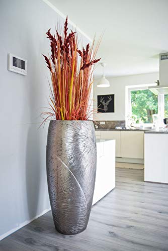 VIVANNO Pflanzkübel Design-Pflanzgefäß Fiberglas ROYAL Silber Schwarz 107 x 50 cm – Bild 3