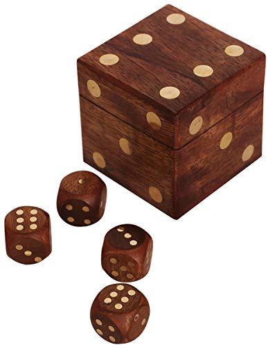 image for Mother's Day Deals on Dice Box with 5 Wood Dice - Crafkart Handmade In