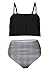Aleumdr Womens Ruffle Crop Top High-Waisted Padded Bikini Set Swimsuit Thin Shoulder Straps Sexy Swimwear L Size Black
