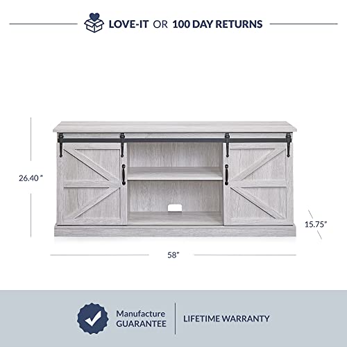 BELLEZE Modern 58 Inch Farmhouse TV Stand & Media Entertainment Center