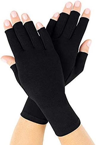 Arthritis Gloves - Compression Gloves for Rheumatoid & Osteoarthritis - Gloves Provide Arthritic Pain Symptom Relief - Men & Women - Open Finger (Small, Black)