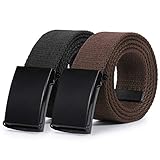 Canvas Web Belt Flip-Top Solid Black Military Buckle Mens Webbing Belts Cut To F