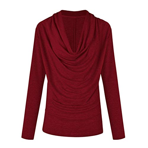 Solid Henleys Top, Clearance Duseedik Women Fashion Long Sleeve Cowl Neck Autumn Winter T Shirt Outwear Tops - Thumbnail 3