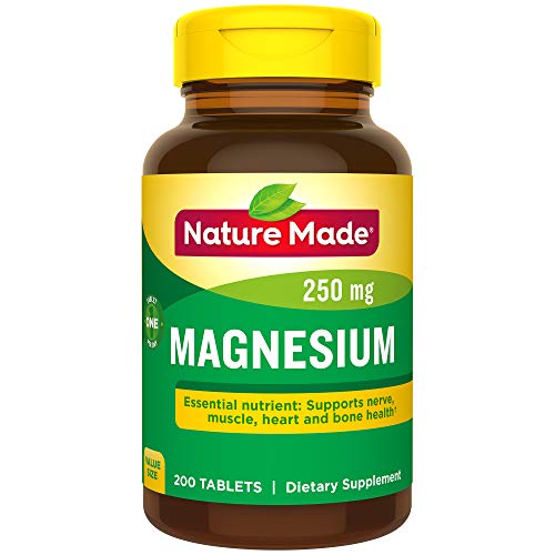 Nature Made Magnesium 250 mg Tablets, 200 Count Value Size (Packaging May Vary)