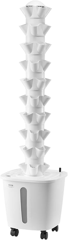 Sistema di Coltivazione Idroponica, 50 Baccelli Verticali a 10 Livelli, Torre Idroponica Mobile con Pompa dell'Acqua e Ruote, Germinazione Interno, per Erbe Aromatiche Frutta Verdura