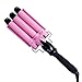 3 Barrel Curling Iron 1 Inch Waver Iron Wand Fast Heating with LCD Temperature Display 176°F to 410°F - for All Types of Hair Pink (Pink 1)