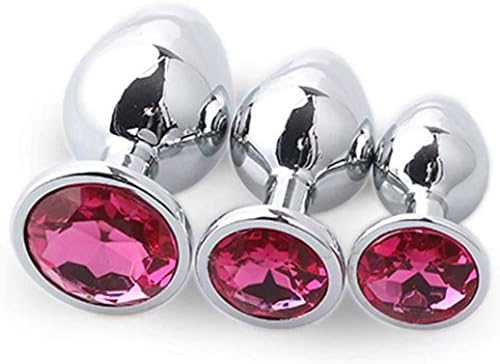 Halleycol 58- Stainless Steel Gemstone Trainer Kit for Women, 3 Pcs/Set -B'utt Plùgs - Beginner Starter Set (Pink7)