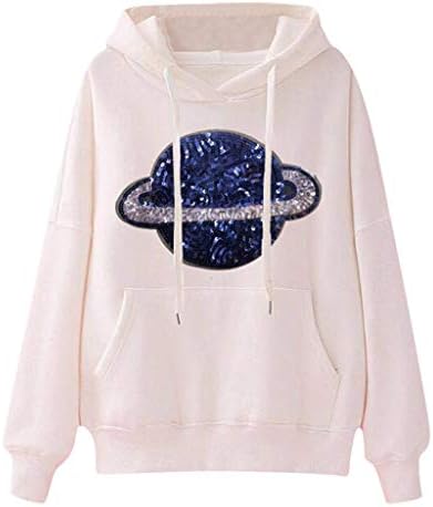 Mebamook Sweatshirts for Women, Women's Letter Long Sleeve Print Pullover Hooded Daily Tops Blouse