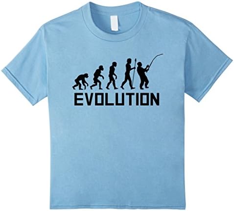 Kids Fisherman Evolution Funny Fishing Shirt 8 Baby Blue
