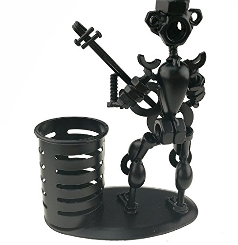 Creative Fashion Black Iron Musician Pen Container Holder For Home Office Desk Decoration Perfect Friend Child Toy Gift A05511-1(Guitar)
