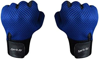 Sports 101 Ninja Leather Gym Gloves, Adult Free Size (Blue/Black)