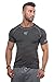 Men's Short Sleeve Tee Compression T Shirt Bodybuilding Workout Slim Fit, Large, Black