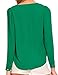 Face N Face Women's Chiffon Sexy Long Sleeve V Neck Zipper Shirt Blouse X-Large Green