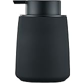 12Oz Black Soap Dispenser - Modern Ceramic Lotion Hand Soap Dispenser with Easy-to-Press Black Pump, Reusable and Refillable Liquid Dish Soap Dispensers for Bathroom, Kitchen (Rubber Paint)