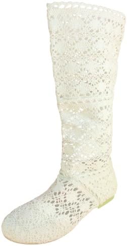 BABOOTS Women's Summer Beige Crochet Boots