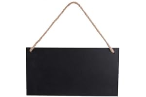Wowagoga 5 Pcs Hanging Wooden Blackboard Erasable Message Chalkboard with String for Signs, Weddings, Parties, Home, Garden Decorations (Rectangle)